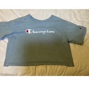 Champion Cropped Tee T-Shirt Script Logo Womens Ring Spun Cotton Crewneck XS